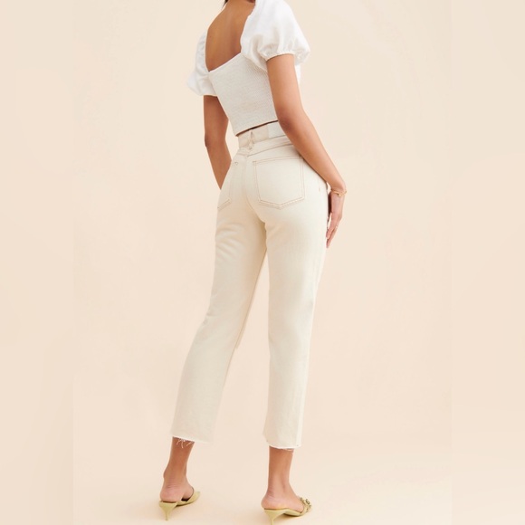 Glamorous Beige Jeans With Flower Cutouts. Size 34 - Picture 3 of 9